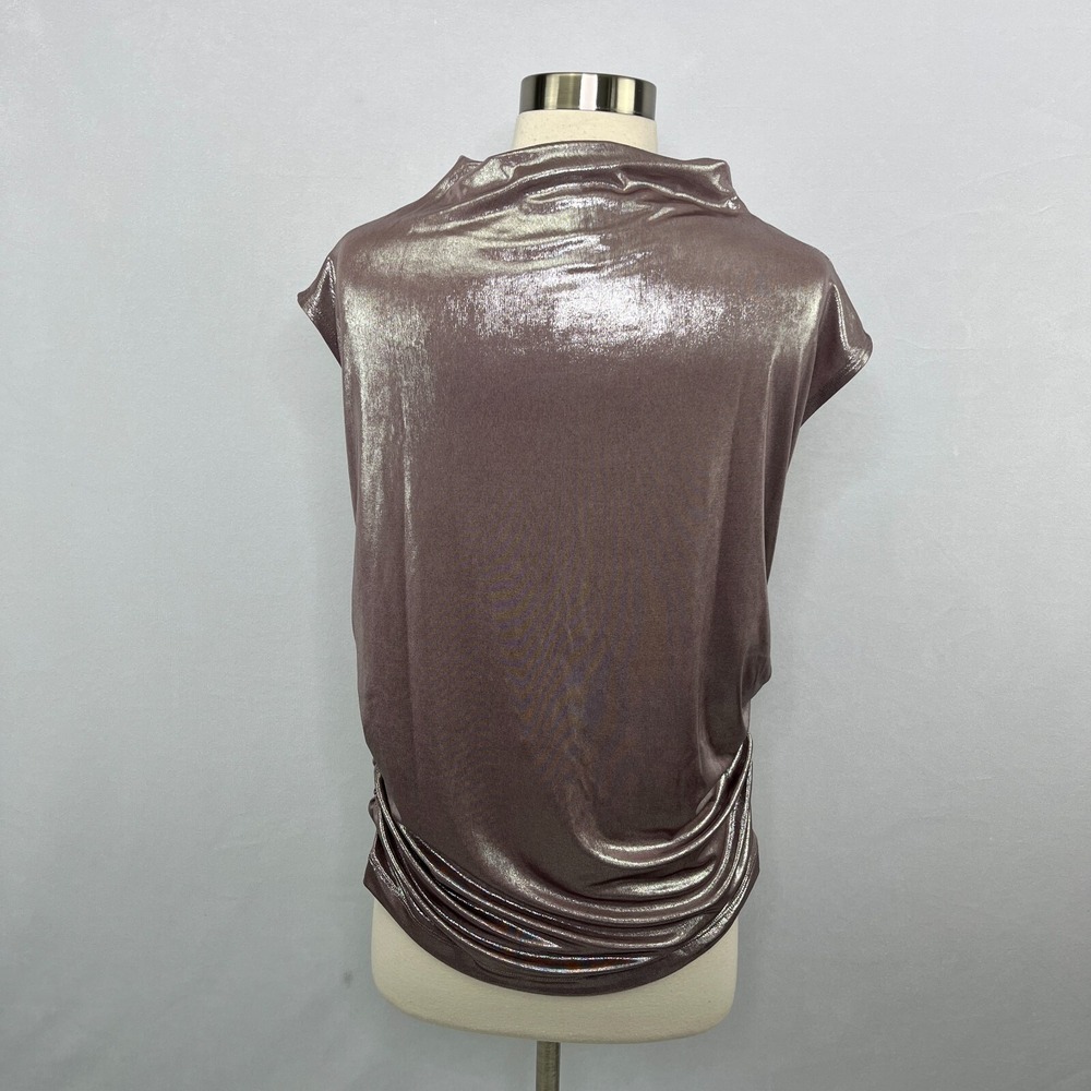 Maeve Mock-Neck Ruched Shine Tank Pink Mauve Vacation Party Top Womens XL - Picture 9 of 14